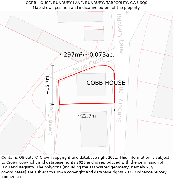 COBB HOUSE, BUNBURY LANE, BUNBURY, TARPORLEY, CW6 9QS: Plot and title map