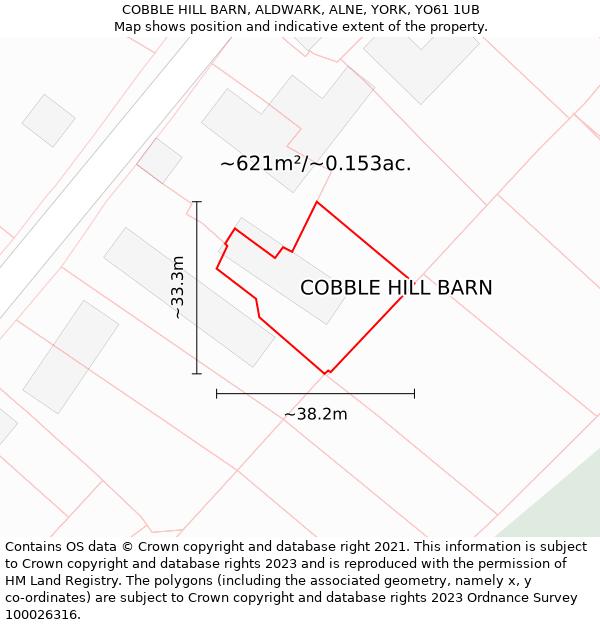 COBBLE HILL BARN, ALDWARK, ALNE, YORK, YO61 1UB: Plot and title map