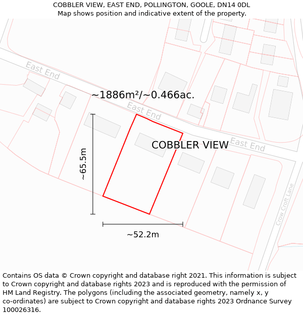 COBBLER VIEW, EAST END, POLLINGTON, GOOLE, DN14 0DL: Plot and title map