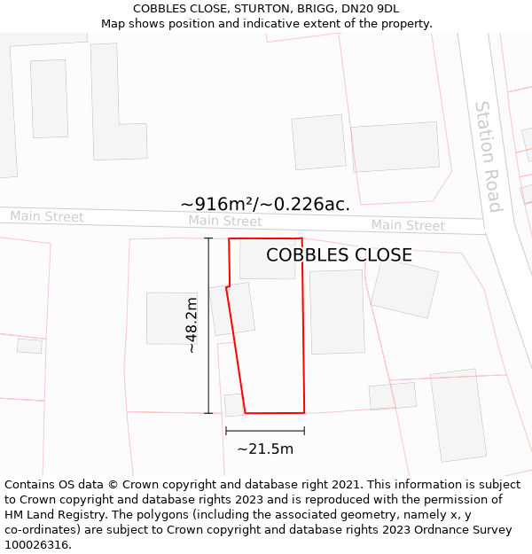 COBBLES CLOSE, STURTON, BRIGG, DN20 9DL: Plot and title map