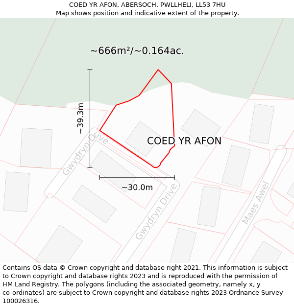 COED YR AFON, ABERSOCH, PWLLHELI, LL53 7HU: Plot and title map