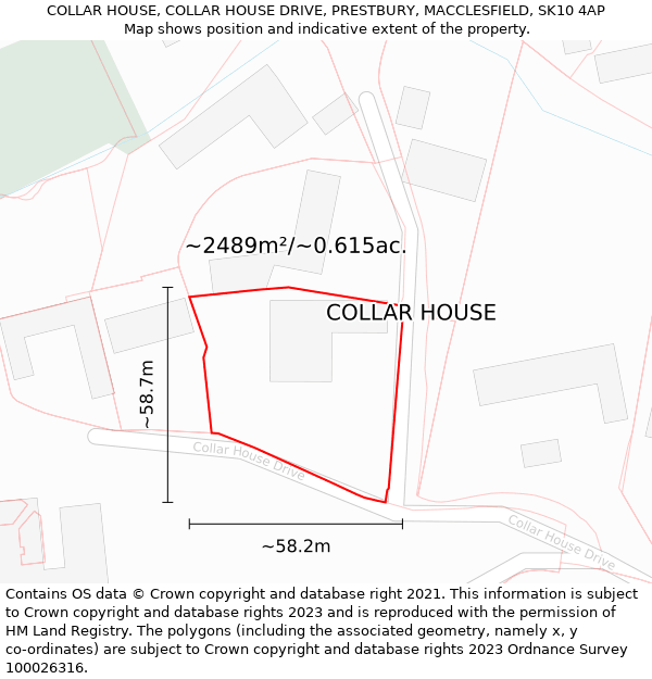 COLLAR HOUSE, COLLAR HOUSE DRIVE, PRESTBURY, MACCLESFIELD, SK10 4AP: Plot and title map