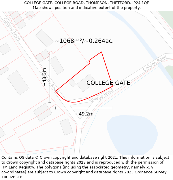 COLLEGE GATE, COLLEGE ROAD, THOMPSON, THETFORD, IP24 1QF: Plot and title map