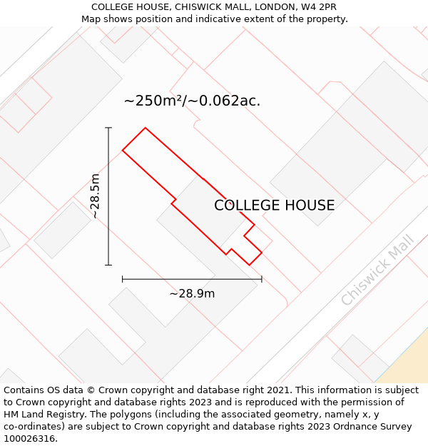 COLLEGE HOUSE, CHISWICK MALL, LONDON, W4 2PR: Plot and title map