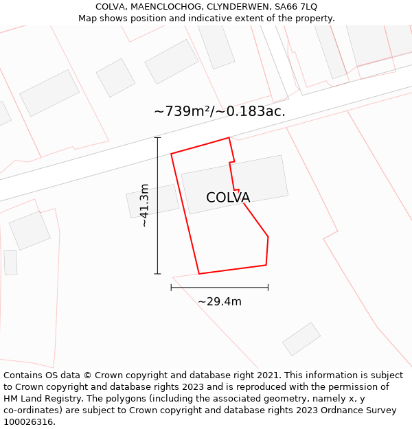 COLVA, MAENCLOCHOG, CLYNDERWEN, SA66 7LQ: Plot and title map