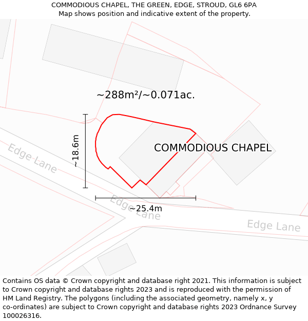 COMMODIOUS CHAPEL, THE GREEN, EDGE, STROUD, GL6 6PA: Plot and title map