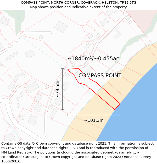 COMPASS POINT, NORTH CORNER, COVERACK, HELSTON, TR12 6TG: Plot and title map