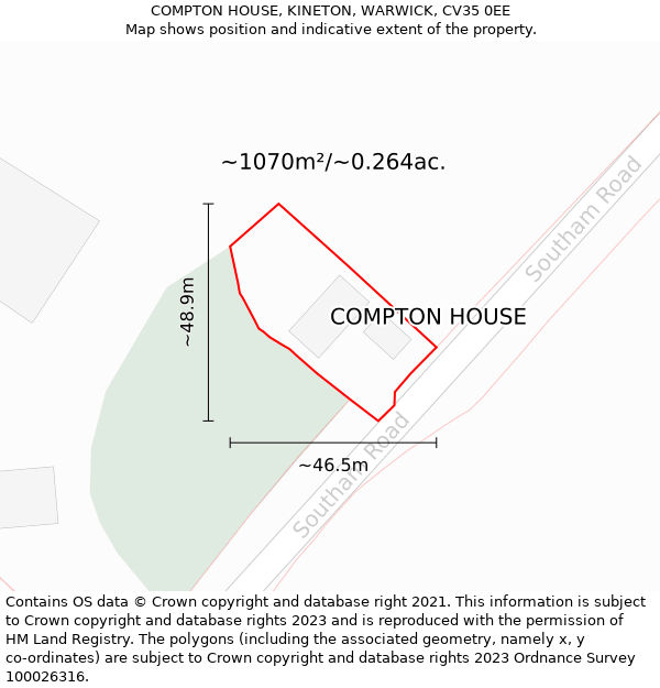 COMPTON HOUSE, KINETON, WARWICK, CV35 0EE: Plot and title map