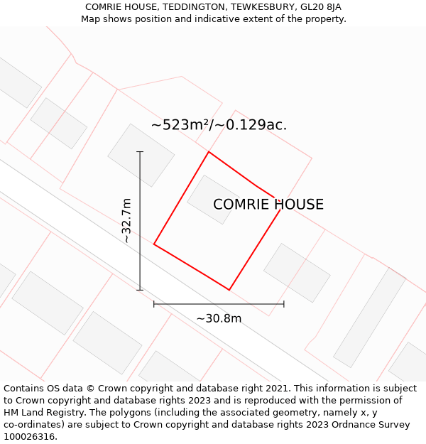 COMRIE HOUSE, TEDDINGTON, TEWKESBURY, GL20 8JA: Plot and title map