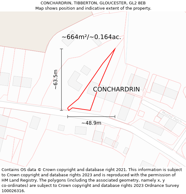 CONCHARDRIN, TIBBERTON, GLOUCESTER, GL2 8EB: Plot and title map