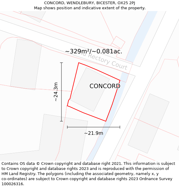 CONCORD, WENDLEBURY, BICESTER, OX25 2PJ: Plot and title map