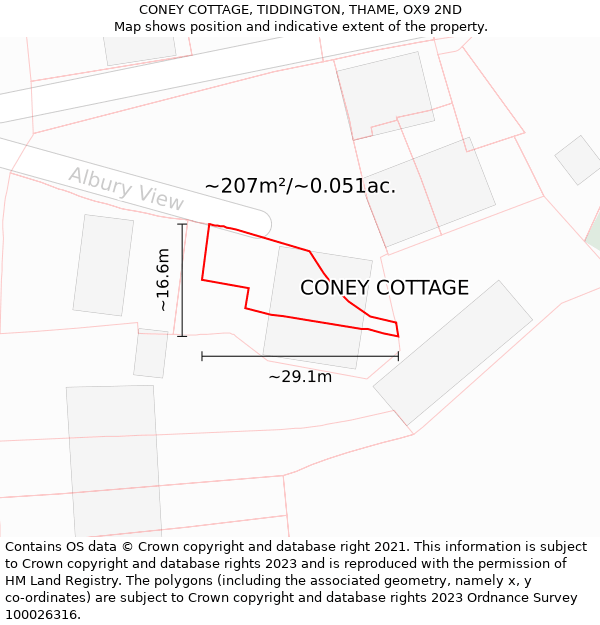 CONEY COTTAGE, TIDDINGTON, THAME, OX9 2ND: Plot and title map