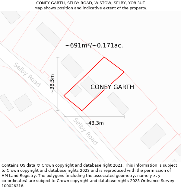 CONEY GARTH, SELBY ROAD, WISTOW, SELBY, YO8 3UT: Plot and title map