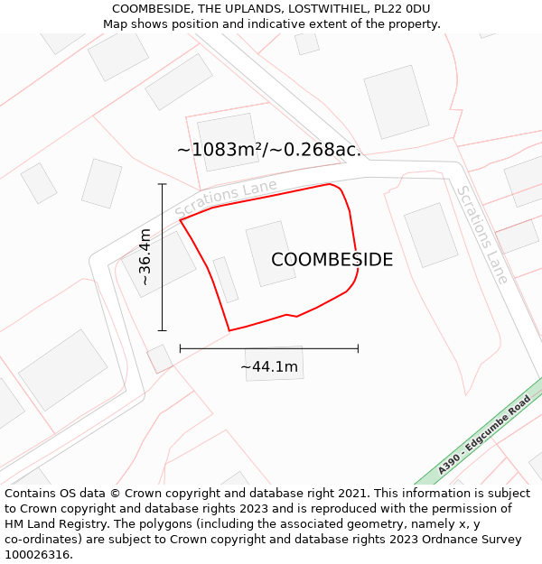 COOMBESIDE, THE UPLANDS, LOSTWITHIEL, PL22 0DU: Plot and title map