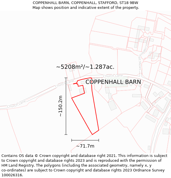 COPPENHALL BARN, COPPENHALL, STAFFORD, ST18 9BW: Plot and title map