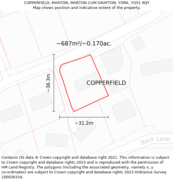 COPPERFIELD, MARTON, MARTON CUM GRAFTON, YORK, YO51 9QY: Plot and title map