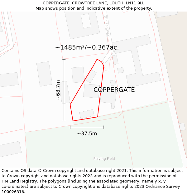 COPPERGATE, CROWTREE LANE, LOUTH, LN11 9LL: Plot and title map