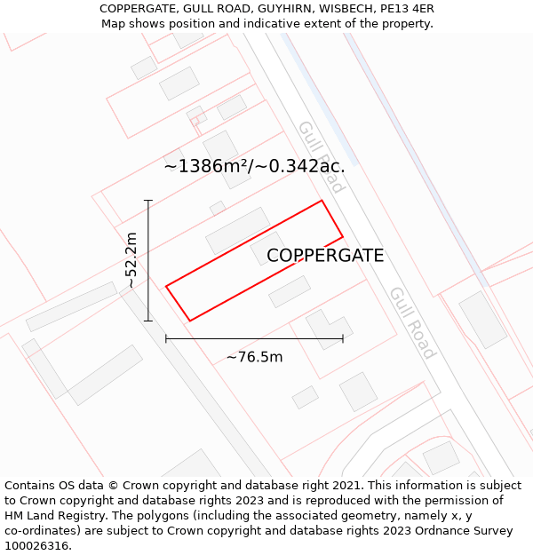 COPPERGATE, GULL ROAD, GUYHIRN, WISBECH, PE13 4ER: Plot and title map