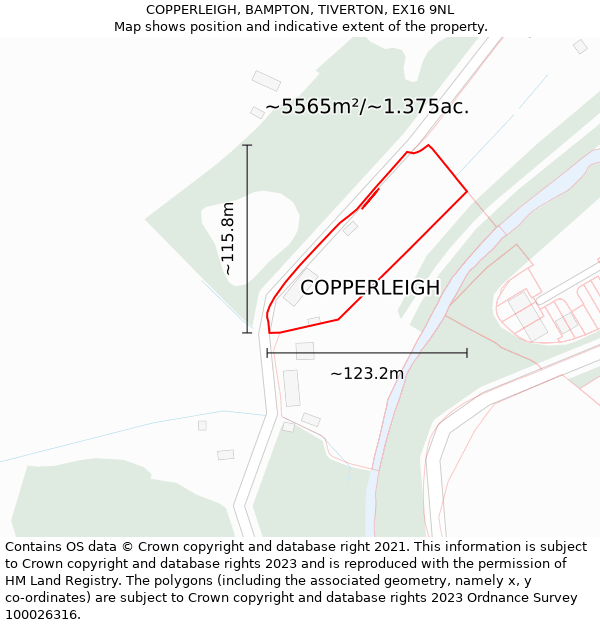 COPPERLEIGH, BAMPTON, TIVERTON, EX16 9NL: Plot and title map