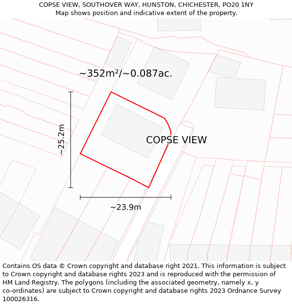 COPSE VIEW, SOUTHOVER WAY, HUNSTON, CHICHESTER, PO20 1NY: Plot and title map