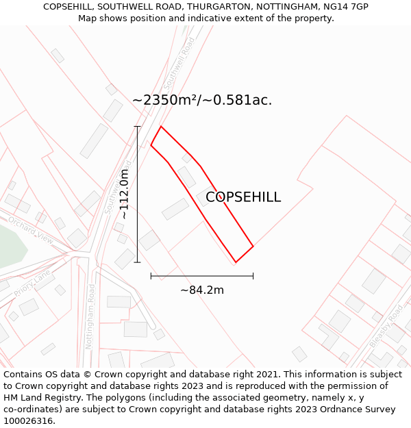 COPSEHILL, SOUTHWELL ROAD, THURGARTON, NOTTINGHAM, NG14 7GP: Plot and title map