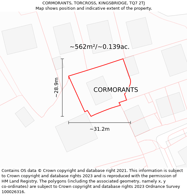 CORMORANTS, TORCROSS, KINGSBRIDGE, TQ7 2TJ: Plot and title map