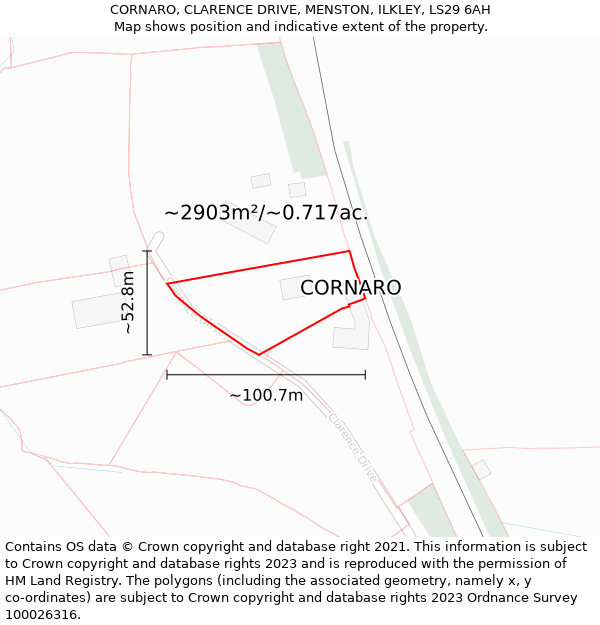 CORNARO, CLARENCE DRIVE, MENSTON, ILKLEY, LS29 6AH: Plot and title map