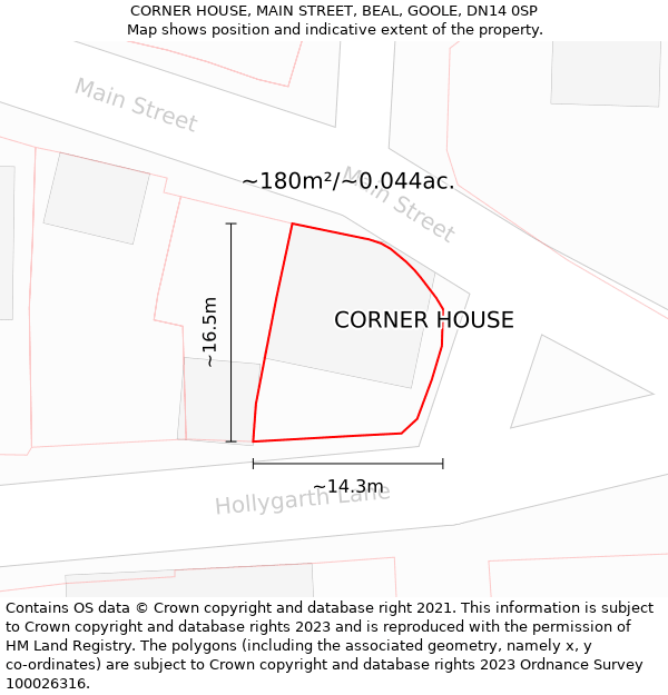 CORNER HOUSE, MAIN STREET, BEAL, GOOLE, DN14 0SP: Plot and title map