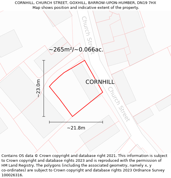 CORNHILL, CHURCH STREET, GOXHILL, BARROW-UPON-HUMBER, DN19 7HX: Plot and title map