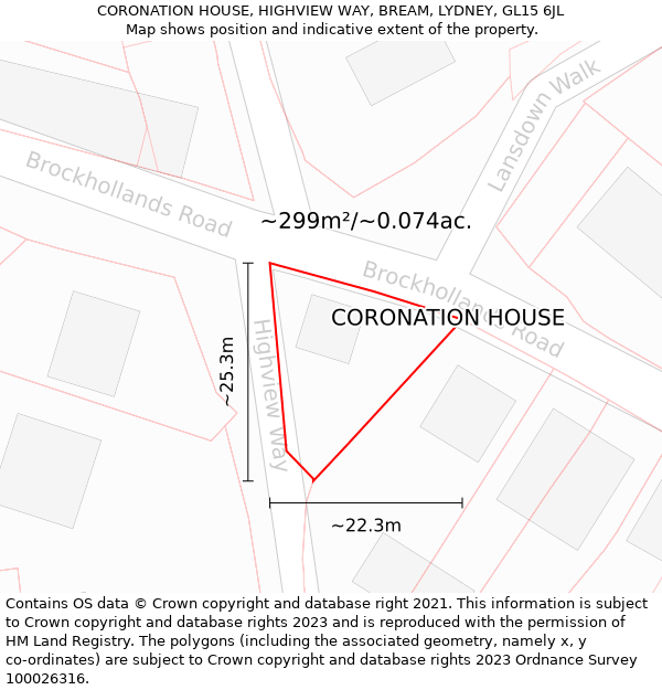 CORONATION HOUSE, HIGHVIEW WAY, BREAM, LYDNEY, GL15 6JL: Plot and title map
