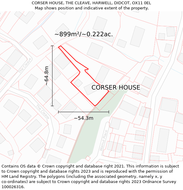 CORSER HOUSE, THE CLEAVE, HARWELL, DIDCOT, OX11 0EL: Plot and title map