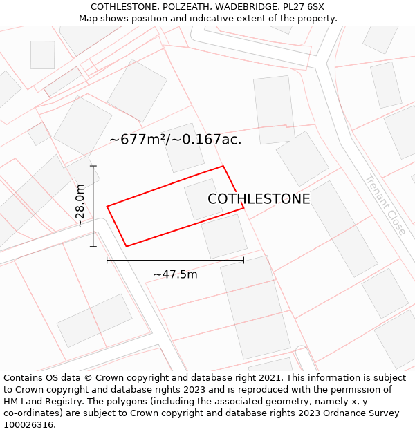 COTHLESTONE, POLZEATH, WADEBRIDGE, PL27 6SX: Plot and title map