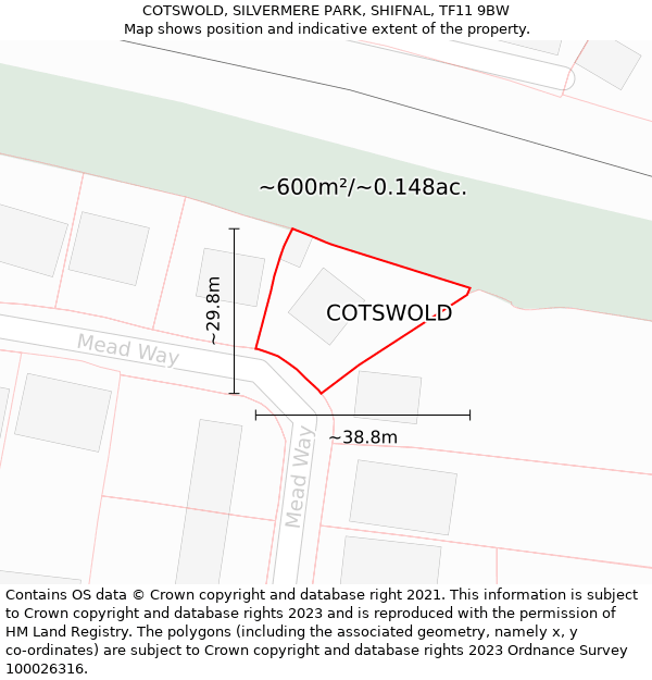 COTSWOLD, SILVERMERE PARK, SHIFNAL, TF11 9BW: Plot and title map