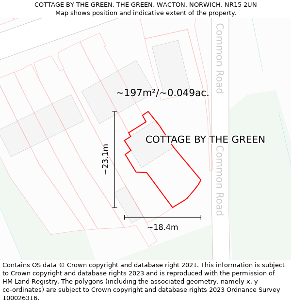 COTTAGE BY THE GREEN, THE GREEN, WACTON, NORWICH, NR15 2UN: Plot and title map