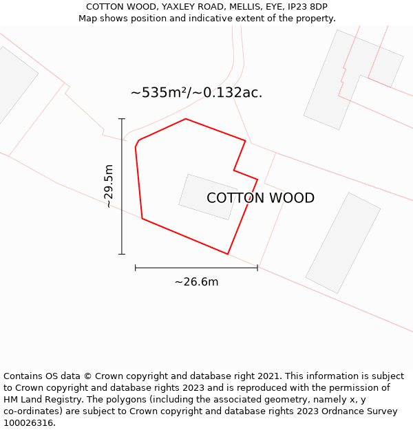 COTTON WOOD, YAXLEY ROAD, MELLIS, EYE, IP23 8DP: Plot and title map