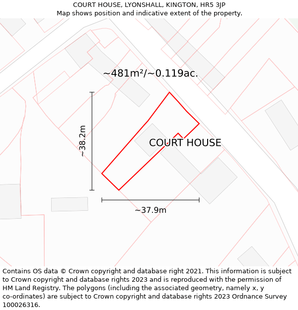 COURT HOUSE, LYONSHALL, KINGTON, HR5 3JP: Plot and title map