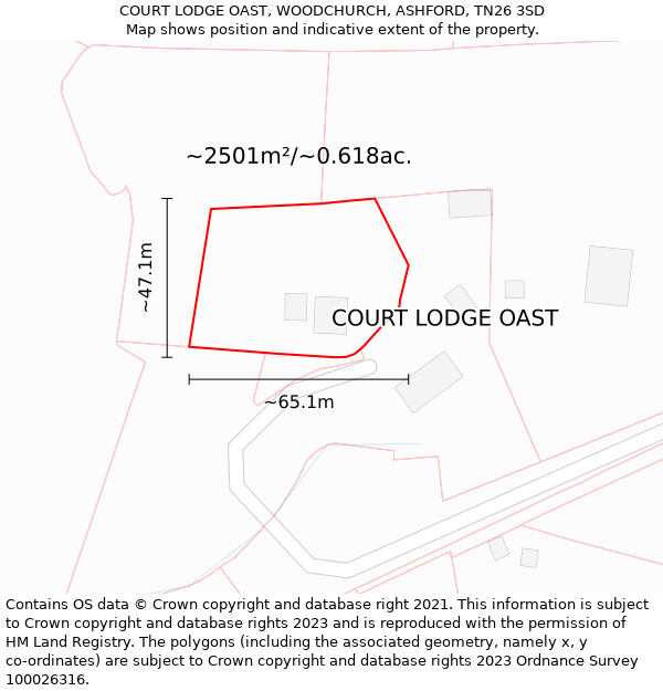 COURT LODGE OAST, WOODCHURCH, ASHFORD, TN26 3SD: Plot and title map