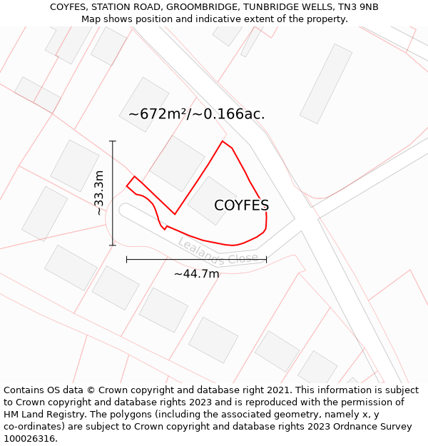 COYFES, STATION ROAD, GROOMBRIDGE, TUNBRIDGE WELLS, TN3 9NB: Plot and title map