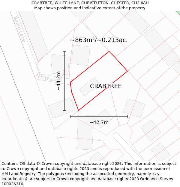 CRABTREE, WHITE LANE, CHRISTLETON, CHESTER, CH3 6AH: Plot and title map