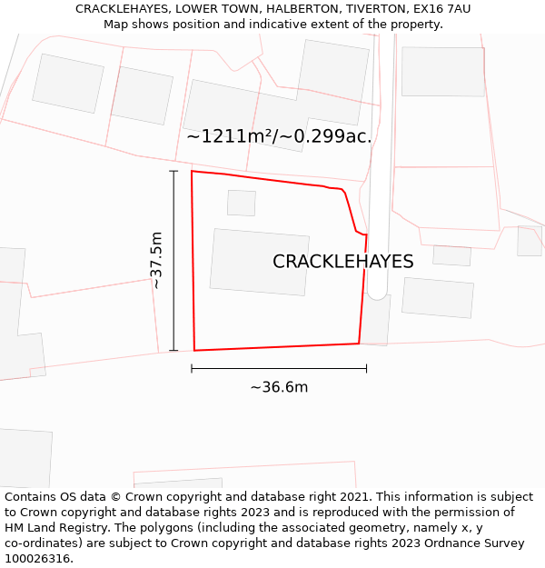 CRACKLEHAYES, LOWER TOWN, HALBERTON, TIVERTON, EX16 7AU: Plot and title map