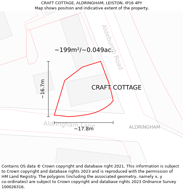 CRAFT COTTAGE, ALDRINGHAM, LEISTON, IP16 4PY: Plot and title map
