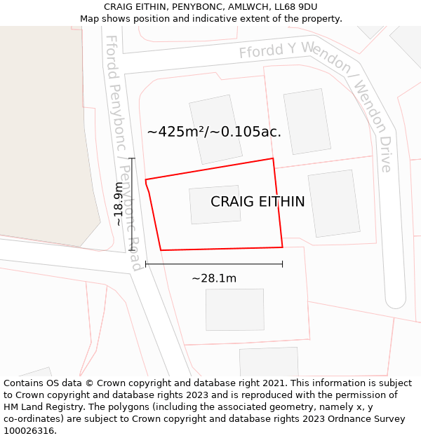 CRAIG EITHIN, PENYBONC, AMLWCH, LL68 9DU: Plot and title map