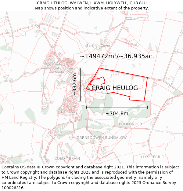 CRAIG HEULOG, WALWEN, LIXWM, HOLYWELL, CH8 8LU: Plot and title map