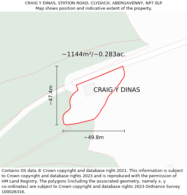 CRAIG Y DINAS, STATION ROAD, CLYDACH, ABERGAVENNY, NP7 0LP: Plot and title map