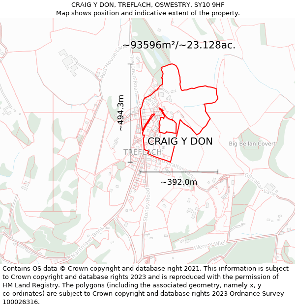 CRAIG Y DON, TREFLACH, OSWESTRY, SY10 9HF: Plot and title map