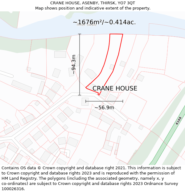 CRANE HOUSE, ASENBY, THIRSK, YO7 3QT: Plot and title map