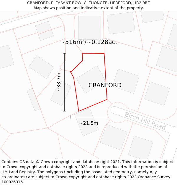 CRANFORD, PLEASANT ROW, CLEHONGER, HEREFORD, HR2 9RE: Plot and title map