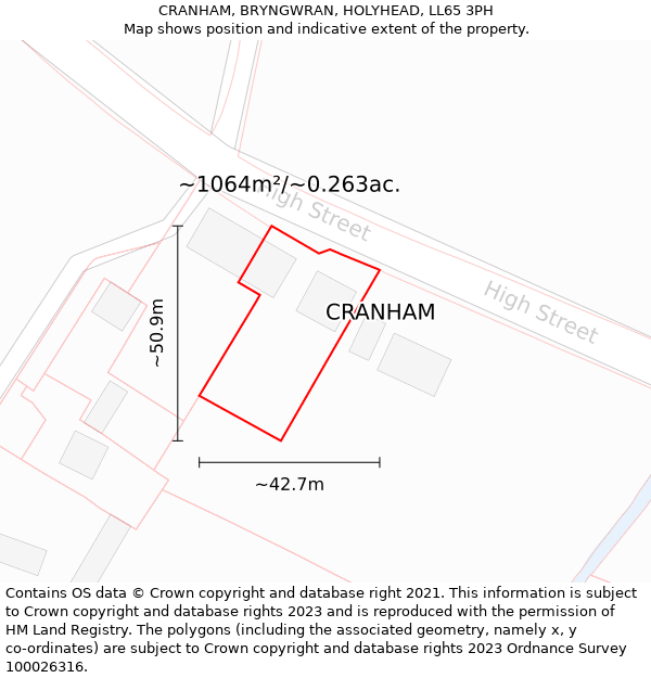 CRANHAM, BRYNGWRAN, HOLYHEAD, LL65 3PH: Plot and title map