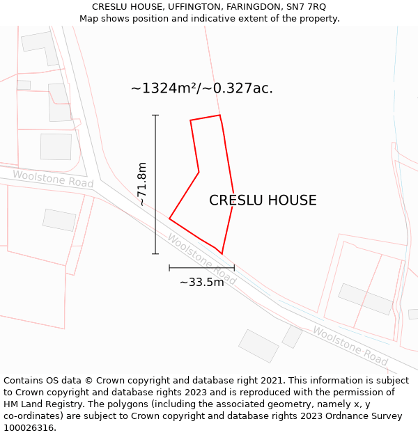 CRESLU HOUSE, UFFINGTON, FARINGDON, SN7 7RQ: Plot and title map
