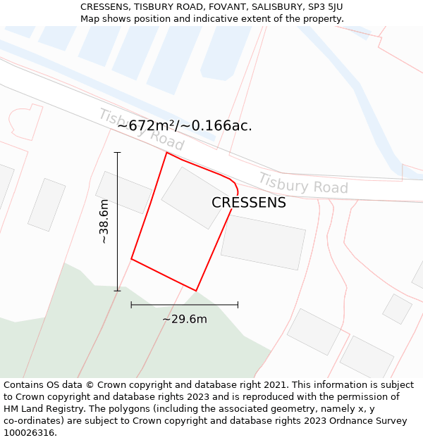 CRESSENS, TISBURY ROAD, FOVANT, SALISBURY, SP3 5JU: Plot and title map